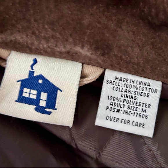 unisex camel cotton brown suede collar barn jacket quilted lining medium - Picture 7 of 7